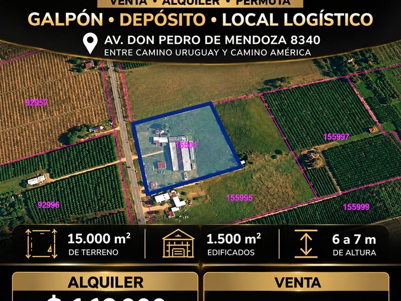 Deposito 1500 mts  , galpon , local a 15 km centro Montevideo Acepta permutas