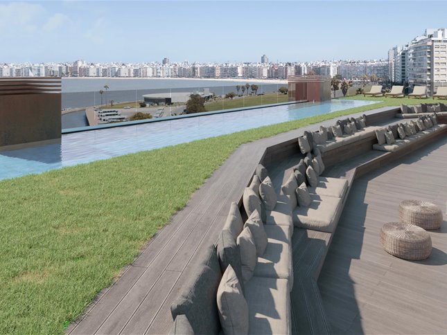 POCITOS NUEVO Pre Venta Apartamento 2 Dormitorios al frente a media cuadra de la Rambla, terrazas, vista al mar, muy luminoso, AMENITIES: Piscina, Barbacoa, Parrillero, Entrega: Marzo 2027 - foto 2