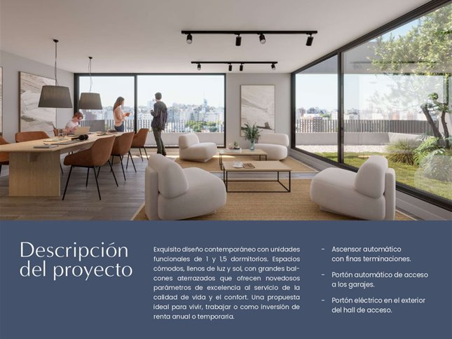 CENTRO Venta Apartamento 1 Dormitorio y medio al frente con terrazas, Barbacoa con parrillero, Cowork, Beneficios fiscales por Ley de vivienda promovida, Entrega: Abril 2026 - foto 2