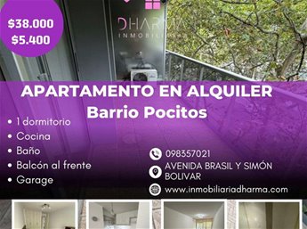ALQUILER UN DORMOTORIO AL FRENTE CON BALCÒN Y GARAGE EN POCITOS