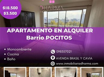 ALQUILER MONOAMBIENTE AL FRENTE EN POCITOS