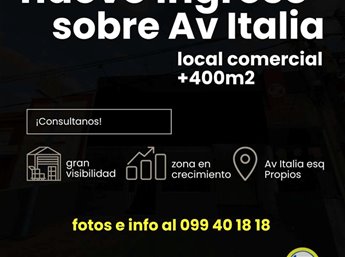 Alquiler local comercial Av Italia esq Propios.