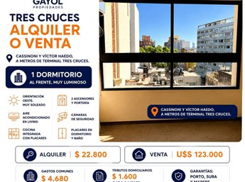 en venta o alquiler 1 dormitorio