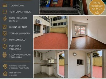 Pocitos venta apartamento frente a Plaza Varela | 1 dormitorio con gran patio exclusivo