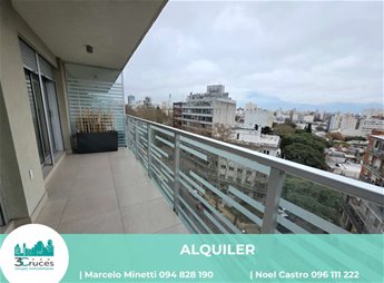ALQUILA! NOVENO PISO AL FTE! 1 DORMITORIO CON TERRAZA! GARAGE EXCLUSIVO! POCITOS!