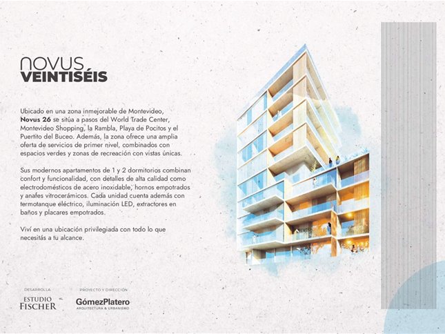 POCITOS NUEVO NOVUS 26 Pre Venta Apartamento 2 Dormitorios a 3 cuadras de la Rambla, finas terminaciones, vistas despejadas, terrazas, AMENITIES:  Barbacoa con Parrillero, Entrega: Junio 202 - foto 3