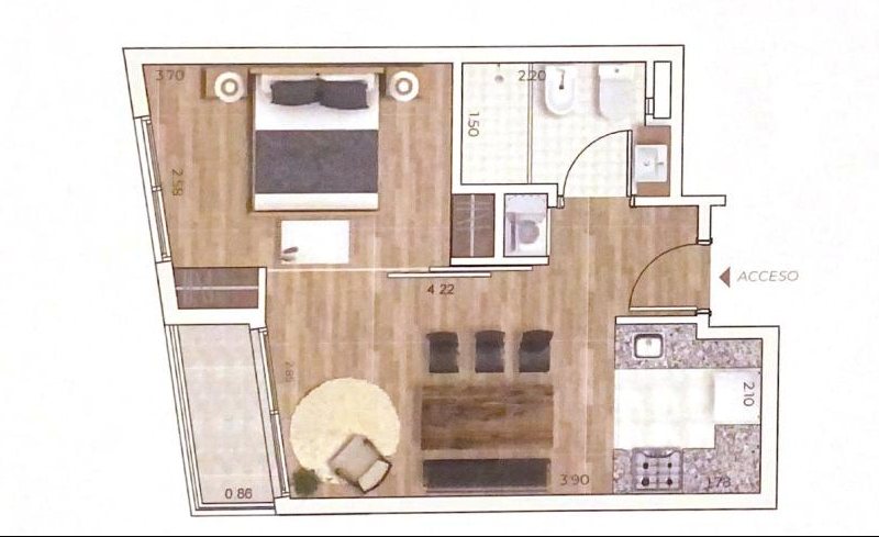 J.S. Apartamento a la venta en Cordon 1 dormitorio terraza frente - foto 2