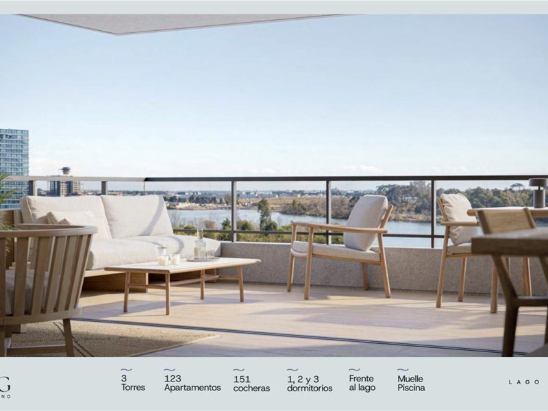 LAGOS DE CARRASCO Grou ROWING Pre Venta Apartamento 1 Dormitorio, en 2do piso con Frente al Lago, amplias terrazas, AMENITIES: Piscina, Barbacoa con Parrillero, Gimnasio, Beneficios fiscales - foto 4