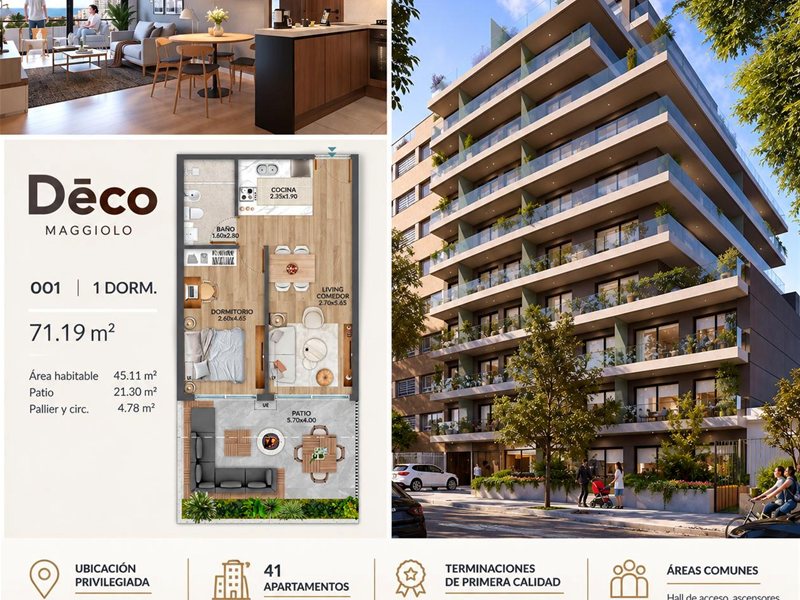 Estrene, Punta carretas / Golf. 1 dormitorio con patio de 21 m2 - foto 2
